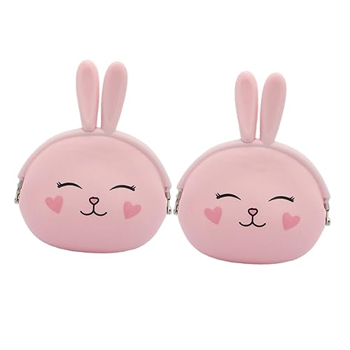 HORIALENCE 2 Stück Süße Kaninchen Design Silikon Münzbeutel Kleine Geldbörse für Damen Handliche Schlüssel und Kleingeldtasche für Schule Shopping und Alltag von HORIALENCE