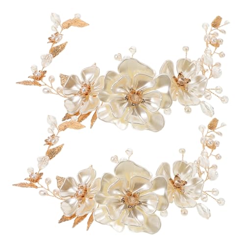 HORIALENCE 2 Stück Teiliges Braut Haarband mit Perlen und Handgefertigter Goldfarbener Hochzeitskopfschmuck Haarschmuck Accessoires für Damen und Mädchen Vielseitig für Verschiedene Frisuren von HORIALENCE