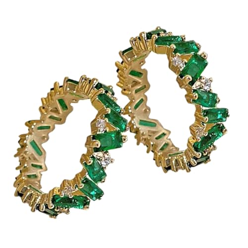 HORIALENCE 2 Stück Verstellbarer Damenring Grünem Zirkon Leichter Metallring Minimalistisches Design Eleganter Schmuck für Hochzeit Verlobung Muttertag und Besondere Anlässe von HORIALENCE