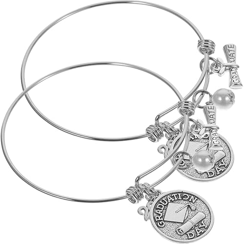 HORIALENCE 2 Stück Verstellbares Abschlussarmband mit Anhängern Langlebiger Schmuck für Abschlussfeier Elegantes für Absolventen Hochwertige Verarbeitung Rostfrei von HORIALENCE