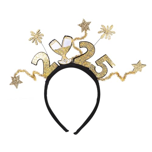 HORIALENCE 2025nummer Stirnband Für Neujahr Kopfbedeckung Mit Sternenmotiv Partyaccessoire Für Erwachsene Foto-requisite Für Silvesterfeiern Haarbänder Mit Jahreszahldekoration von HORIALENCE
