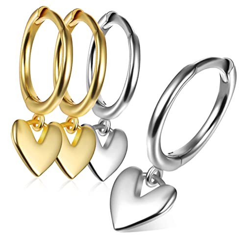 HORIALENCE 2Paare Herz Dangle Hoops Ohrringe für Frauen Herzohrringe Leicht Komfortabel für Empfindliche Perfektes HORIALENCE 2Paare Herz Dangle Hoops Ohrringe für Frauen Herzohrringe Leicht Komfortabel für Empfindliche Perfektes von HORIALENCE