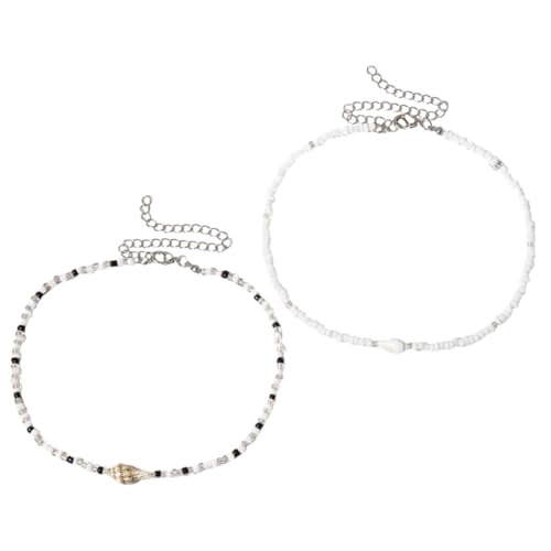 HORIALENCE 2 Stücke Verstellbare Muschelkette Perlen Choker Halskette für Damen Trendiger Strand Schmuck für Teenager Mädchen Sommer mit Bunten Perlen von HORIALENCE