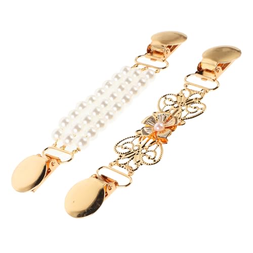 HORIALENCE 2stücke Retro Cardigan Collar Clips Für Damen Perlenkette Pullover Clips Vielseitige Brosche Zur Sicherung Von Schals Und Accessoires Eleganter Kleidungsverschluss Für Einen von HORIALENCE