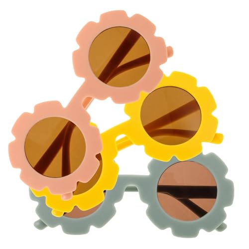 HORIALENCE 3 Paare Sonnenbrillen Sonnenblumen-design Uv-schutz Leichtes Pc-material Lustige Partybrille für Junge Mädchen und Kleinkinder Geschenkidee für Geburtstagsfeiern und Festtage von HORIALENCE
