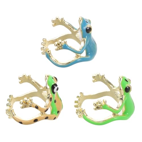 HORIALENCE 3 Stück Süße Tierdesigns Zinklegierung Offene Bandringe für Partys und Alltag Charmanter Schmuck für Jede Gelegenheit von HORIALENCE