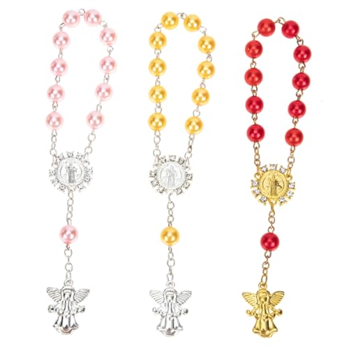 HORIALENCE 3stücke Charm Rosary Armband Religiöse Handgelenkarmband Für Mädchen Und Erwachsene Für Kommunion Taufen Und Besondere Anlässe Orange Und Rot von HORIALENCE