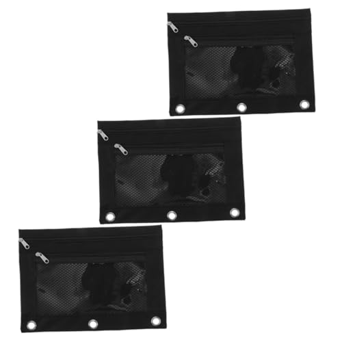HORIALENCE 3 Stück Teiliges Transparentes Binder Pencil Pouch aus Oxford Praktische Stifttasche für Büro Unterwegs Reißverschluss Leicht und Langlebig von HORIALENCE