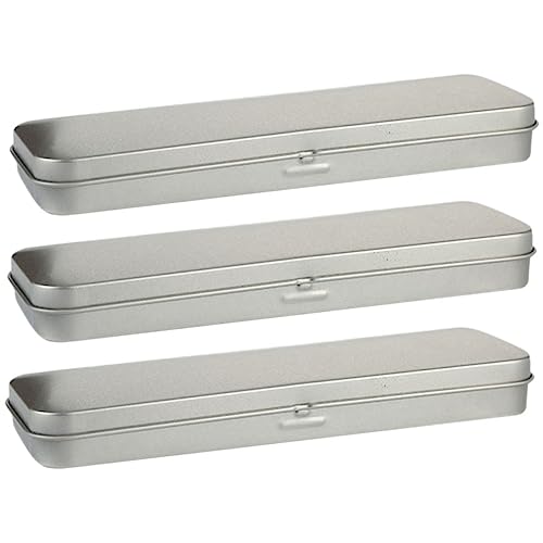 HORIALENCE 3Stücke Metall Stiftetui mit Klappdeckel Langlebiger Organizer für Schule Büro Praktische Aufbewahrung für Schreibwaren von HORIALENCE