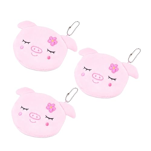 HORIALENCE 3stücke Plüsch-Geldbeutel Für Damen in Rosa Kleines Portemonnaie Mit Reißverschluss Münztasche Aus Flauschigem Material Wechseltasche Für Mädchen Tragbare Schlüsselbeutel von HORIALENCE