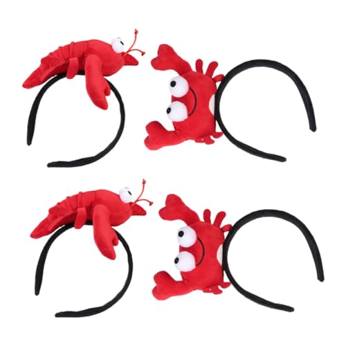 HORIALENCE 4 Stück Lustiges Tierhaarband Stirnband Krabbenkopfbedeckung Hummerhut Kopfbedeckung Cartoon Haarbänder Damen Kopfschmuck Zubehör Krabben Haarbänder Party Foto Requisite von HORIALENCE