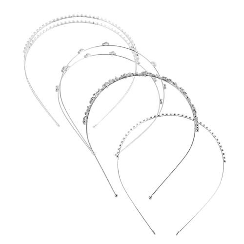 HORIALENCE 4 Stück Perlenstirnband Perle Haarband Strass-stirnbänder Hochzeitsdiademe Für Die Braut Mädchen Stirnbänder Brautkopfbedeckung Stirnband Für Blumenmädchen Silver Zinklegierung von HORIALENCE