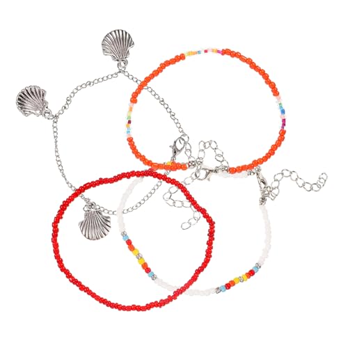 HORIALENCE 4 Stück Teiliges Damen Fußkettchen Set mit Verstellbarem Muschelanhänger für Strandpartys und Festivals Fußschmuck für Teenager und Frauen von HORIALENCE