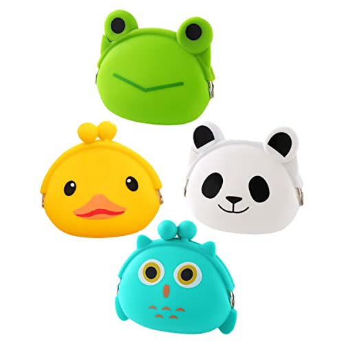 HORIALENCE 4stücke Junge Mädchen Cartoon Silikon Münzbeutel Süße Geldbörsen Für Schlüssel Münzen Und Mehr Kreative Aufbewahrungstaschen Für Jungen Und Mädchen von HORIALENCE