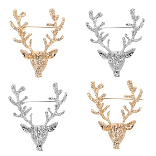 HORIALENCE 4stücke Teiliges Elch Anstecknadeln Edelstahl Broschen Für Kleidung Schals Hüte Stilvoller Schmuck Für Frauen Für Geschenke Zu Geburtstagen Und Jubiläen von HORIALENCE