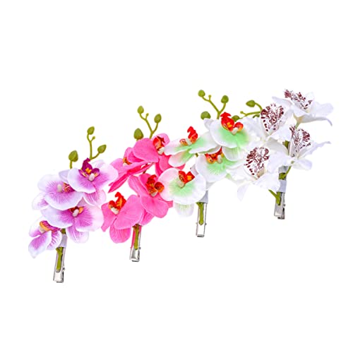 HORIALENCE 4stücke Orchidee Haarschmuck Orchideen Haarspange Haarclip Orchidee Blumenhaarnadel Blumensimulations-haarnadel Für Mädchen Frauen Damen von HORIALENCE