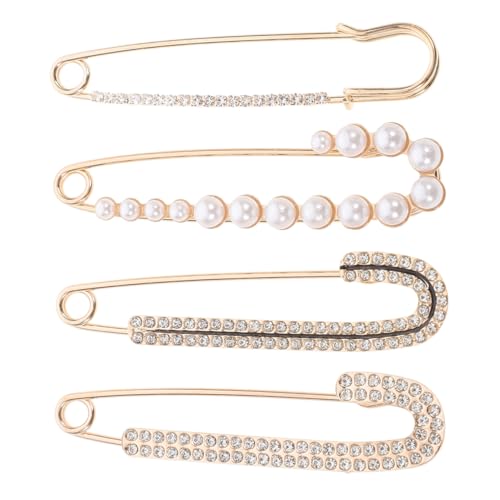 HORIALENCE 4stücke Elegant Pearl Sicherheitsnadeln Set Für Kleidung Broschen-clip Set Mit Strass Für Cardigans Hosen Und Röcke Vielseitiges Zubehör Für Stilvolle Outfits von HORIALENCE