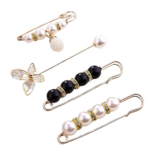 HORIALENCE 4stücke Sicherheitsnadeln Mit Perlen Broschen-stil Für Kleidung Taillenstifte Für Pullover Schals Kleider Elegante Clips Für Festliche Anlässe Und Alltag von HORIALENCE