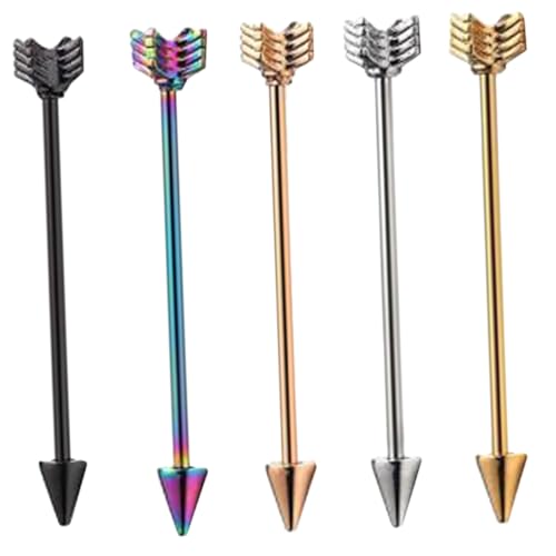 HORIALENCE 5 Stück Teiliges Edelstahl Industrial Barbell Ohrstecker Piercing Schmuck für Damen und Mädchen Modischer Körperschmuck für Knorpel und Doppelohrringe Vielseitig für Party von HORIALENCE