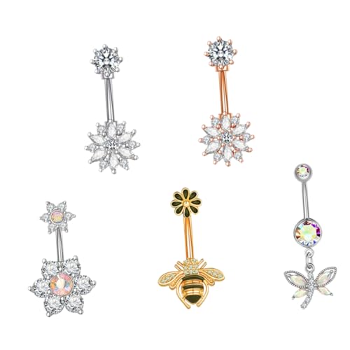 HORIALENCE 5stücke Bauchnabelring Schmuck Aus Und Für Frauen Bauchnabelringe Als Dekoration Für Tanz Und Partys Klassisches Design Für Piercing- von HORIALENCE