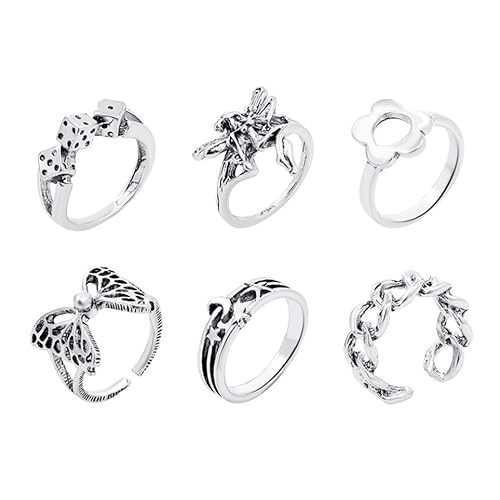 HORIALENCE 6stücke Teilige Finger-ringe Für Mädchen Aus Legierung Schlichter Schmuck Für Täglichen Gebrauch Oder Feiertage Personalisierter Ring Für Teenager-mädchen von HORIALENCE