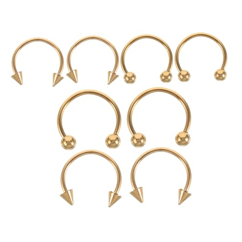 HORIALENCE 8 Stück Teiliges Rostfreien C Förmigen Nasenringen und Ohrsteckern Vielseitiger Piercingschmuck für Männer und Frauen und Langlebig von HORIALENCE