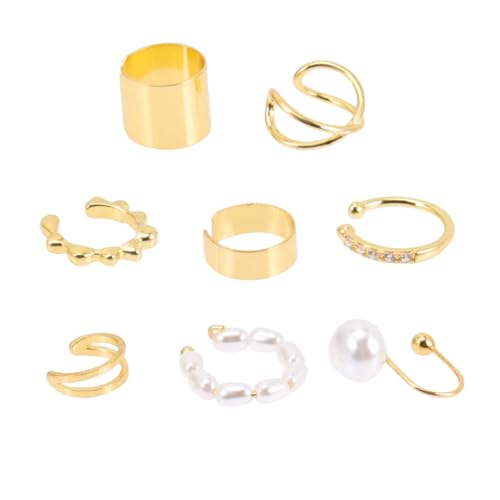 HORIALENCE 8 Stück Teiliges Set Ohrmanschetten und Fake Nasenringe für Damen Minimalistische Vergoldete Körper Schmucksets für Besondere Anlässe Wie Hochzeiten und Partys von HORIALENCE