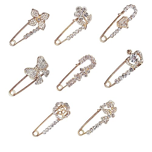 HORIALENCE 8Stücke Teiliges Sicherheitskleidung Pin mit Strassbrosche Taillenknöpfe und Anstecker für Kreative Outfits für Partys und Alltag von HORIALENCE