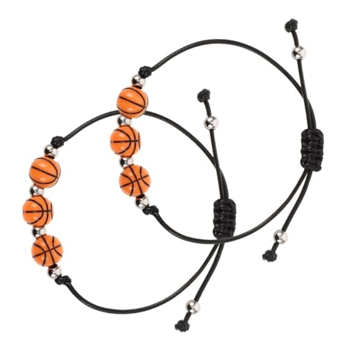 HORIALENCE Basketball Armband 2 Stück mit Ballperlen Verstellbare Sportarmbänder für Männer und Frauen für Fitnessstudio und Basketball Partys von HORIALENCE