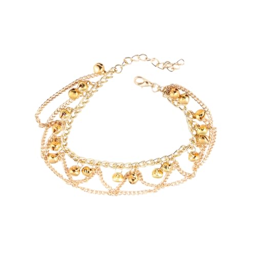 HORIALENCE Boho Fußkette mit Glocken und Tasseln Verstellbare Fußkettchen Damen Schmuck Langlebige Legierung Vielseitig für Strand Urlaub Alltag Geeignet Goldfarben von HORIALENCE