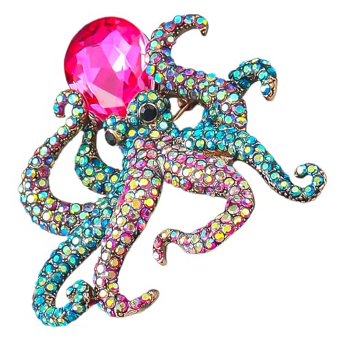 HORIALENCE Oktopus-brosche Mit Strass Für Damen Broschennadel Aus Legierung Schalkragennadel Zum Anstecken Schmuck Für Kleidung Und Hüte von HORIALENCE