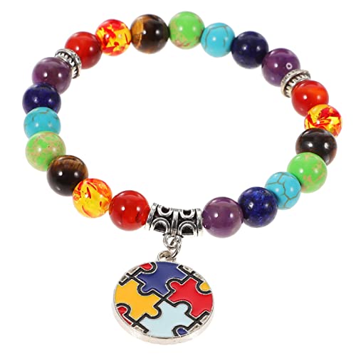 HORIALENCE Buntes Perlenarmband mit Chakra Design Elegantes Armband für Herzanhänger Natürlichem Stein für Besondere Anlässe und Tägliche Nutzung von HORIALENCE