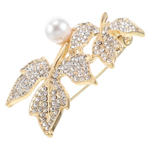 HORIALENCE Damen Brosche Perlen Doppelte Ahornblatt Anstecknadel Vielseitiges Kleidungsaccessoire für Hochzeiten Feiern Besondere Anlässe von HORIALENCE