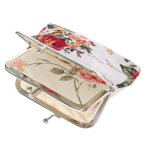 HORIALENCE Damen Handtasche Münzaufbewahrung Tasche mit Floralem Muster Multifunktionale Geldbörse für Karten und Kleingeld für Unterwegs Strapazierfähigem Canvas Weiß von HORIALENCE