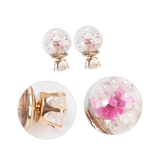 HORIALENCE Damen Ohrstecker mit Doppelseitigem Glas kristallkugel design Modische Kugelohrringe in Weiß Stilvolle Ohrschmuck für Alltag Party Geschenkidee von HORIALENCE