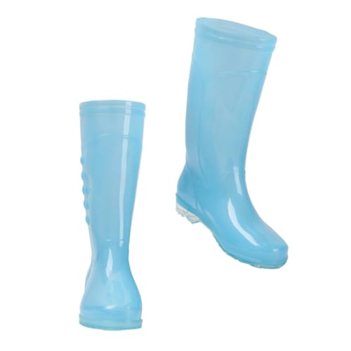HORIALENCE Damen Regenstiefel Candy Blau Rutschfest PVC Gummistiefel Hoher Schaft Robust mit Großer Öffnung Bequem für Alltag und Outdoor von HORIALENCE