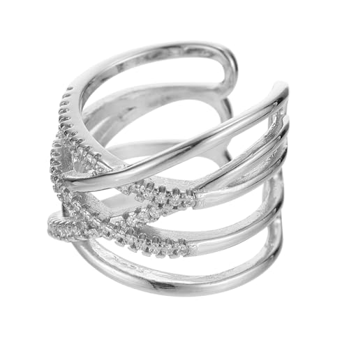 HORIALENCE Damenring Öffnungsring mit Strass Eleganter Fingerring für Frauen Stylish Schmuck für Jeden Anlass von HORIALENCE