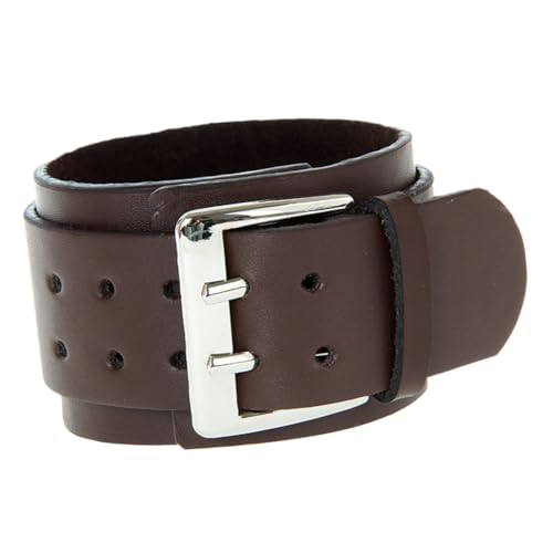 HORIALENCE Doppeltes Schichten Lederarmband mit Großer Schnalle Herren Handkette Modisches Armband Kaffee für Männer für Anlässe von HORIALENCE