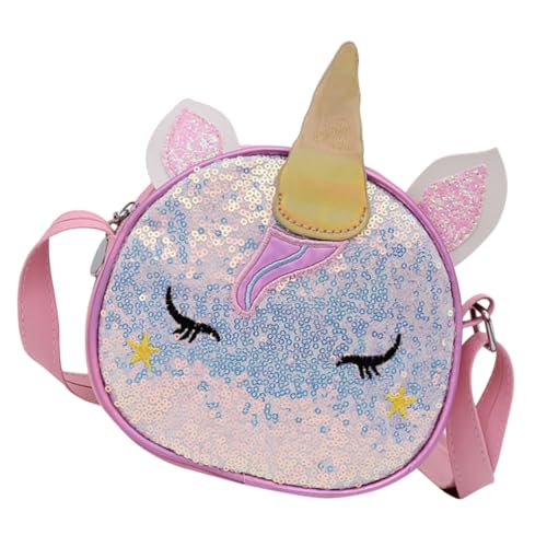 HORIALENCE Einhorn Umhängetasche Mädchen Glitzer Crossbody Bag Leicht Schultertasche für Kleinkinder Prinzessin Party Tasche Rosa PU Langlebig Modisch Vielseitig von HORIALENCE