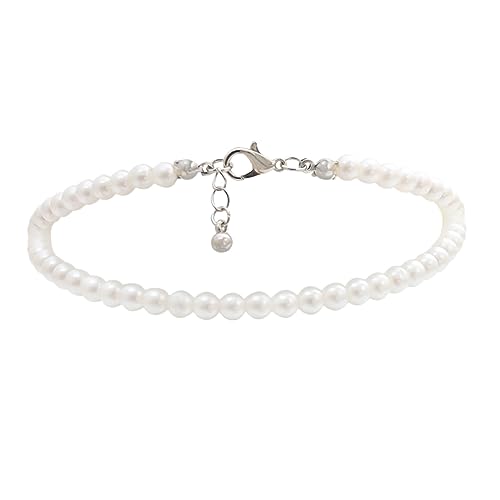 HORIALENCE Elegantes Fußkettchen Aus Kunstperlen Für Frauen Verstellbare Knöchelkette Fußschmuck Für Sommer Für Strand Und Freizeit Match Schmuckstück in Weiß von HORIALENCE