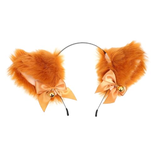 HORIALENCE Goldene Glocke Katzenohren Stirnband Tier Haarreif Party Kopfschmuck Ohr Stirnband Für Mädchen Junge Mädchen Plüsch Cosplay Accessoires von HORIALENCE