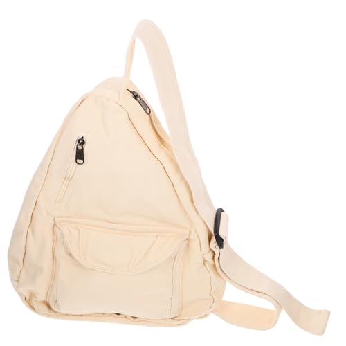 HORIALENCE Große Canvas Schultertasche Damen Leichte Umhängetasche mit Großem Fassungsvermögen Robuste Crossbody Bag für Alltag Reisen und Freizeit Vielseitige Tragetasche aus Segeltuch Weiß von HORIALENCE