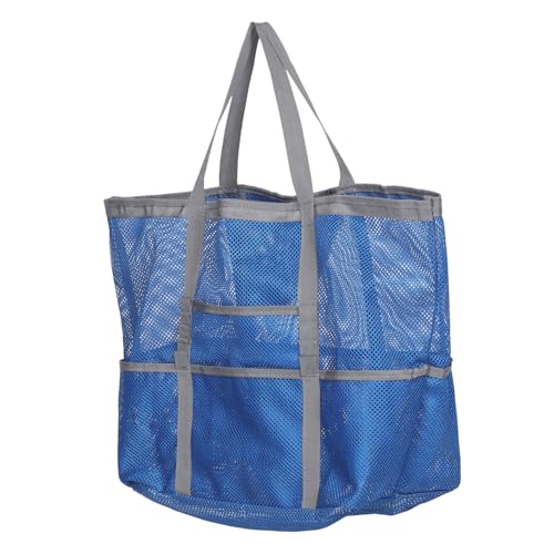 HORIALENCE Große Mesh Strandtasche Damen Leicht Handgewebte Badetasche mit Reißverschluss und Zipper Tasche Wasserabweisend Robust für Kosmetik Schwimmausrüstung Fitness und Strandurlaub von HORIALENCE