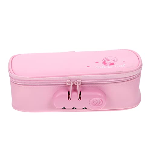 HORIALENCE Großes Federmäppchen mit Codeschloss Tragbare Bleistifttasche für Schüler aus Strapazierfähigem Oxford Organisieren von Stiften und Schreibwaren Rosa von HORIALENCE