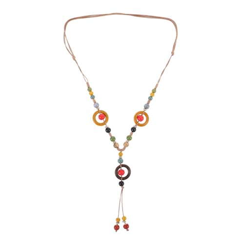 HORIALENCE Handgefertigte Vintage Geflochtene Perlenkette mit Quasten für Damen Farbenfrohes Schmuckstück für Pullover und Sommeroutfits Einzigartiger Stil von HORIALENCE