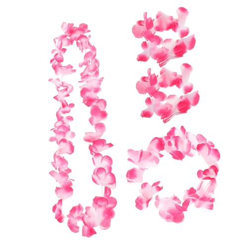 HORIALENCE Hawaiian Blumen Set Teilig Halskette Stirnband Armband aus Flexible Tragbar Handgefertigt Tropisch Inspiriert für Strandpartys Hochzeiten Luau Events von HORIALENCE