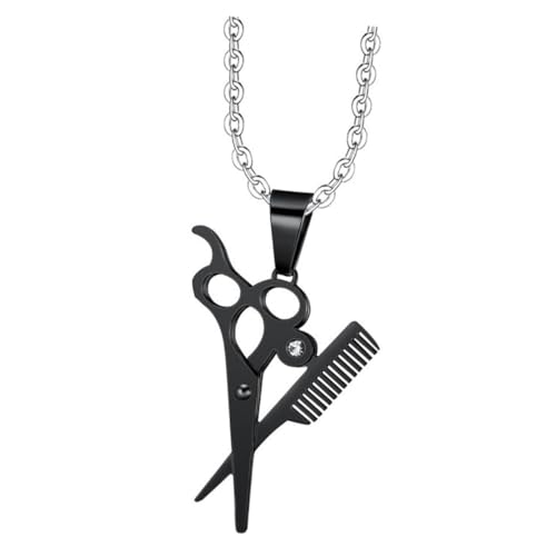 HORIALENCE Herren Anhänger Halskette Titanstahl Kreatives Friseur Design mit Schere und Kamm Kettenlänge Modisches Accessoire für Männer und Langlebig HORIALENCE Herren Anhänger Halskette Titanstahl Kreatives Friseur Design mit Schere und Kamm Kettenlänge Modisches Accessoire für Männer und Langlebig von HORIALENCE