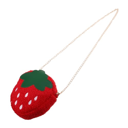 HORIALENCE Kleine Erdbeer umhängetasche für Mädchen Plüsch Crossbody Bag mit Frucht Design Stylische Kindergeldbörse Rot Niedliche Cartoon Schultertasche von HORIALENCE