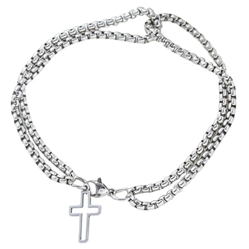 HORIALENCE Metallarmband Für Herren Mit Kreuzanhänger Doppellagig Aus Edelstahl Verschleißfest Und Langlebig Für Täglichen Gebrauch von HORIALENCE