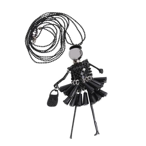 HORIALENCE Mädchen Halskette mit Langem Cartoon Anhänger Einfache und Lustige Kette für Frauen Schwarz Leicht Langlebig für Partys und Festivals von HORIALENCE